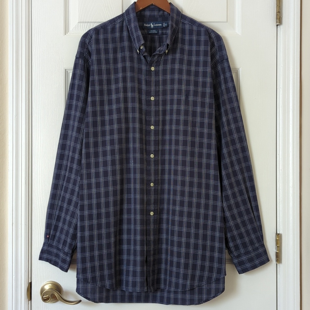 Ralph Lauren 90's Vintage Blake Preppy Plaid Long Sleeve Button Down Shirt XL